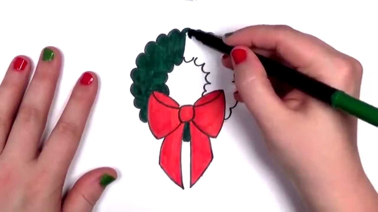 1280x720 How To Draw A Cartoon Christmas Wreath Cc