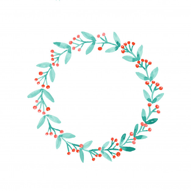 626x626 Vector, Christmas Wreath Watercolor Drawing On White Background