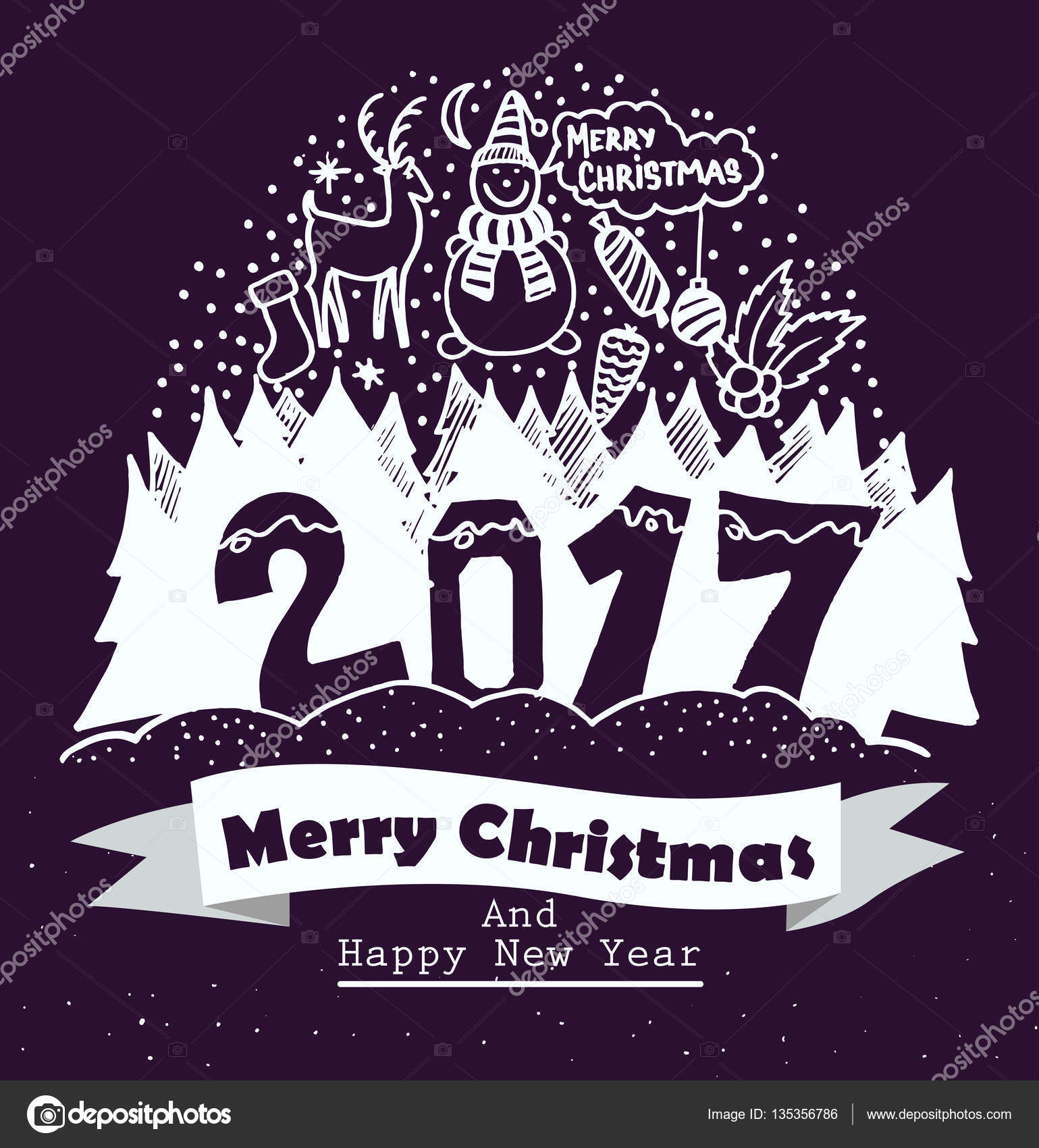 1539x1700 Merry Christmas And Happy New Year Typography Design With Hand