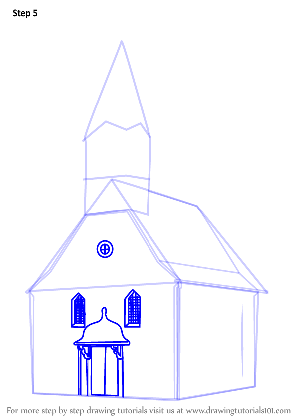 598x844 Learn How To Draw A Church Building (Christianity) Step By Step