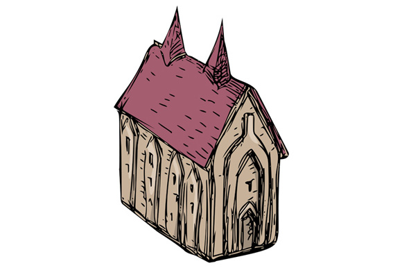 580x386 Medieval Church Drawing By Patrimonio Design Bundles