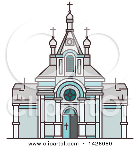450x470 Clipart Of A Line Drawing Styled Egyptian Landmark, Saint Virgin