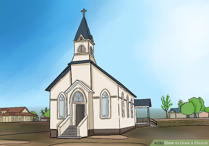 728x507 How To Draw A Church 8 Steps (With Pictures)