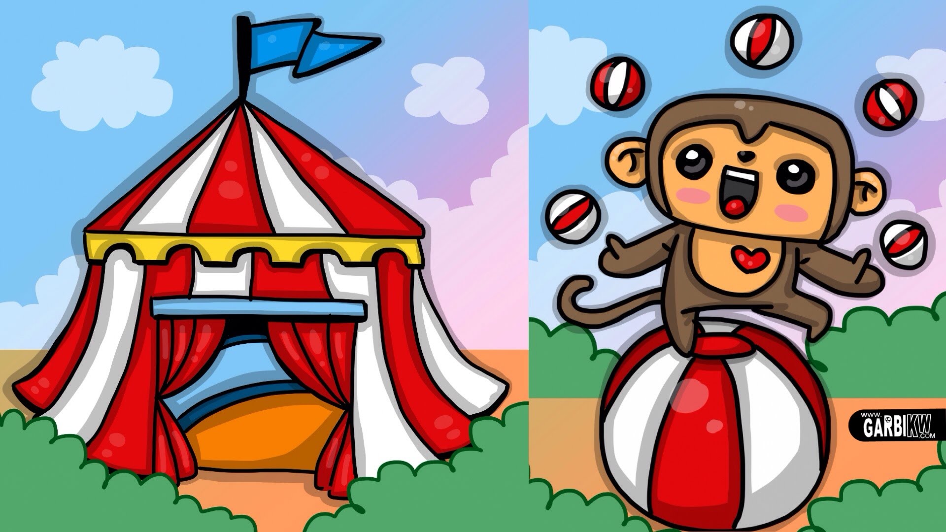 1920x1080 How To Draw Circus And Cute Monkey