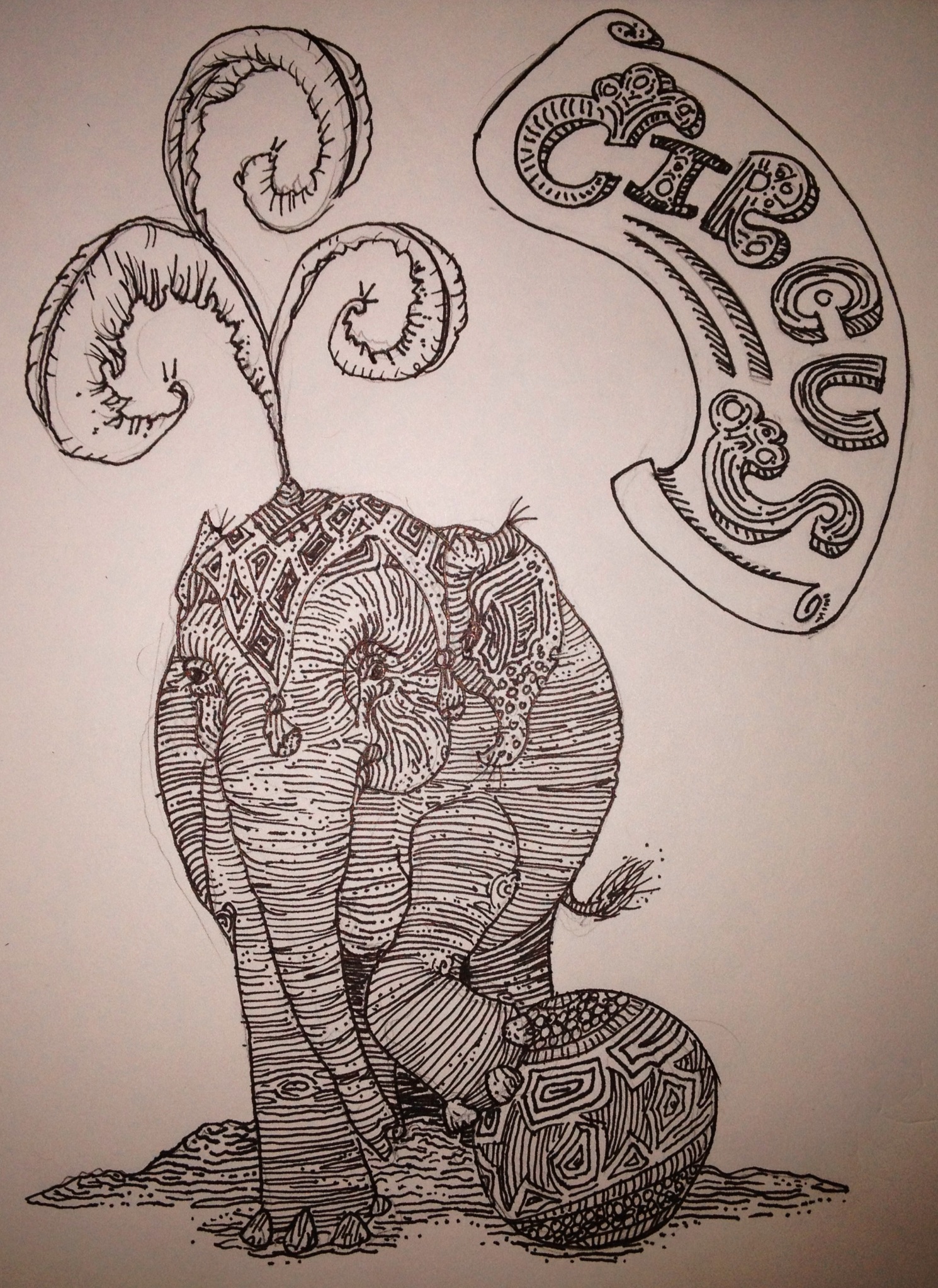 1490x2047 04022012 Elephant Sketch The Mad Peapod Studio