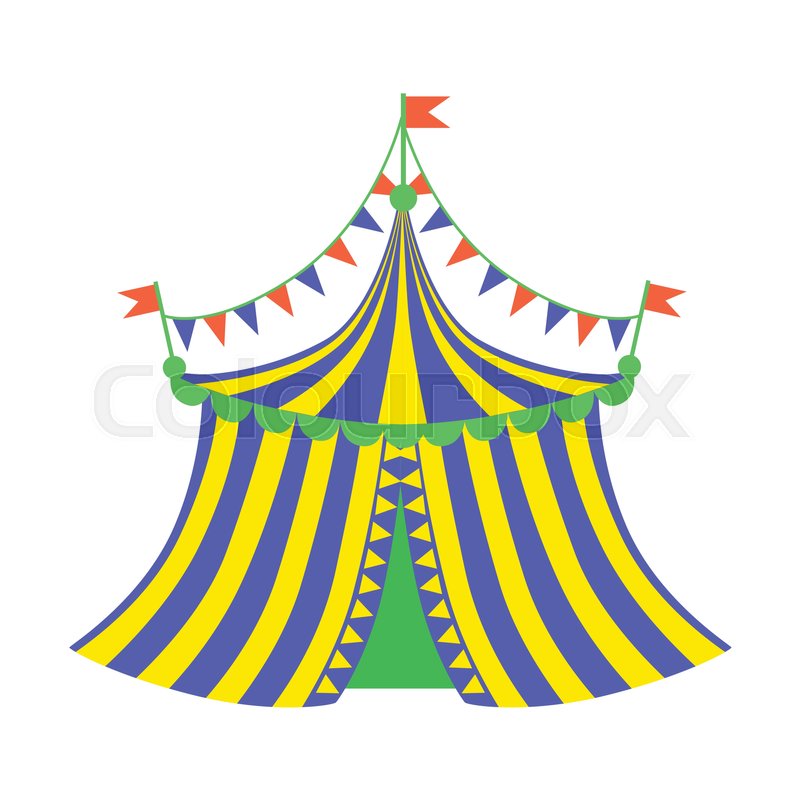 800x800 Yellow And Blue Circus Tent, Part Of Amusement Park And Fair