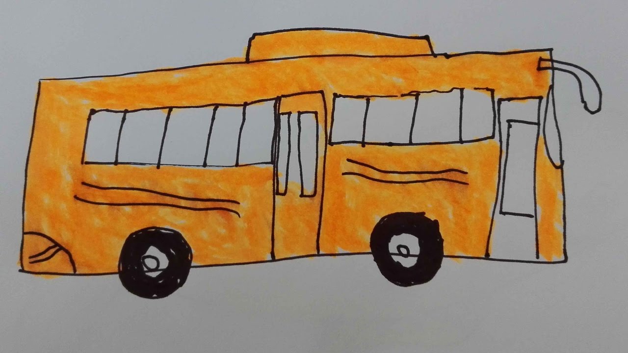 1280x720 How To Draw Bus Draw A Bus Stop Step By Step Draw A City Bus