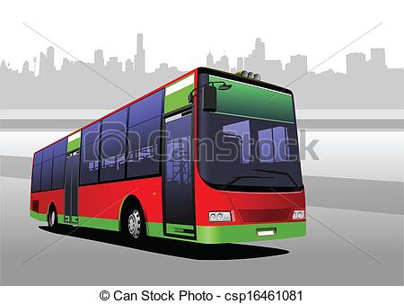450x338 Red Green City Bus. Coach. Vector Illustration Vector