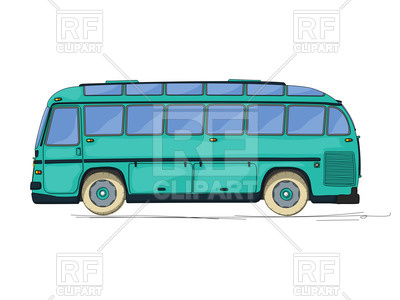 400x300 Vintage Style City Bus, Cartoon Drawing Royalty Free Vector Clip