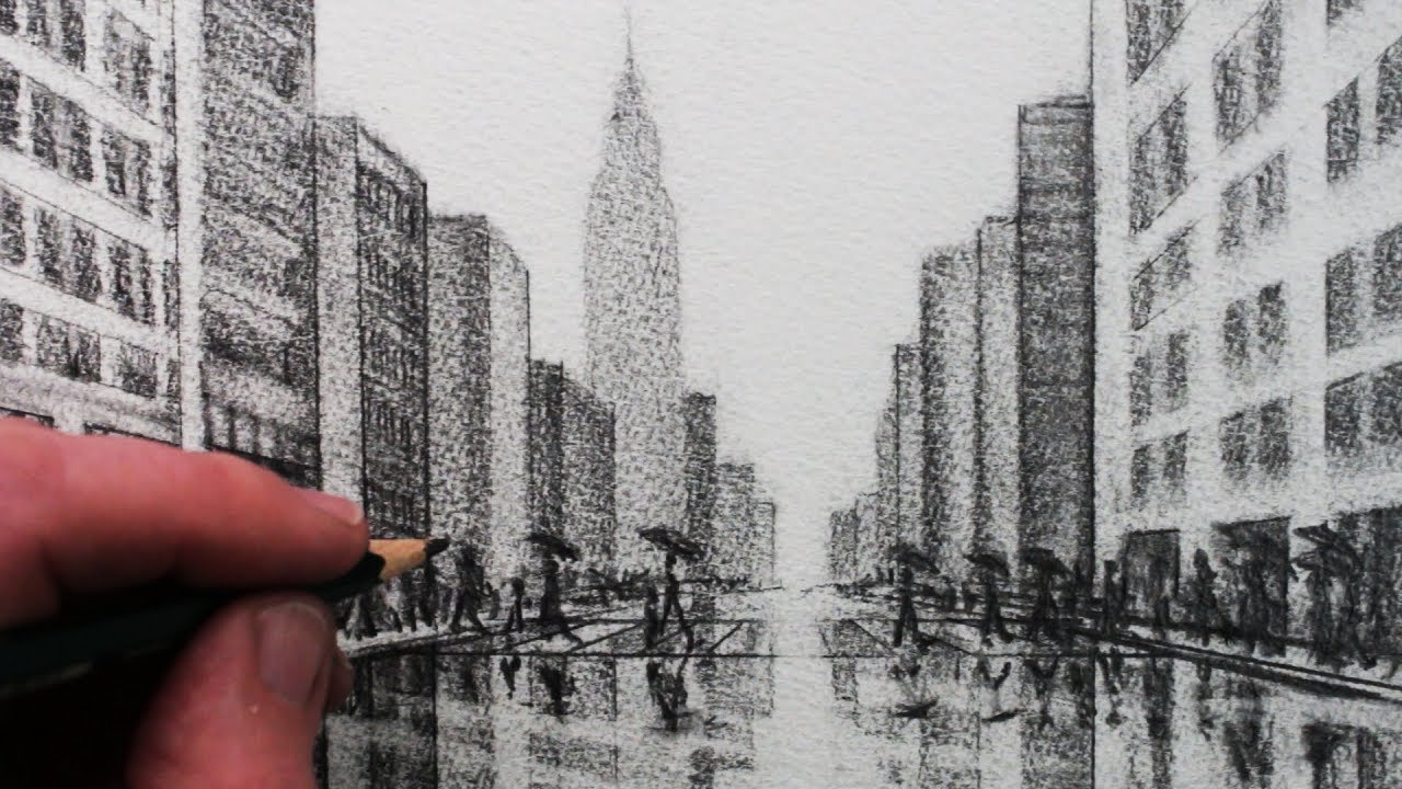 1280x720 How To Draw A City Tonal Pencil Drawing