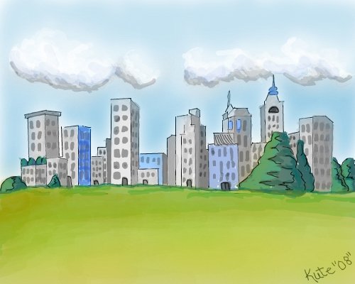500x400 City Life A Landscape Speedpaint Drawing By Kutedymples