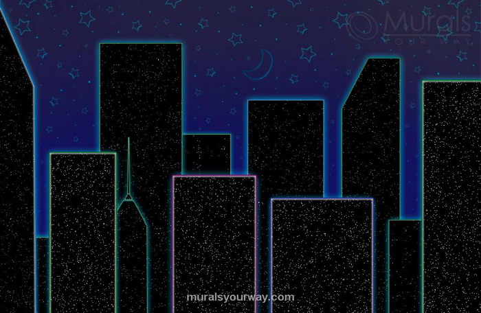700x456 City Lights Wall Mural Ideas