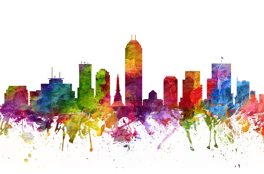900x592 Indianapolis Cityscape 06 Drawing By Aged Pixel