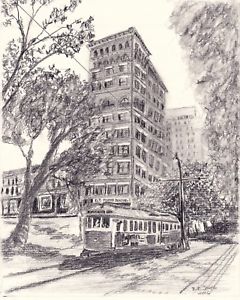 240x300 Original 8x10 Inch Memphis Cityscape Graphite Pencil Drawing