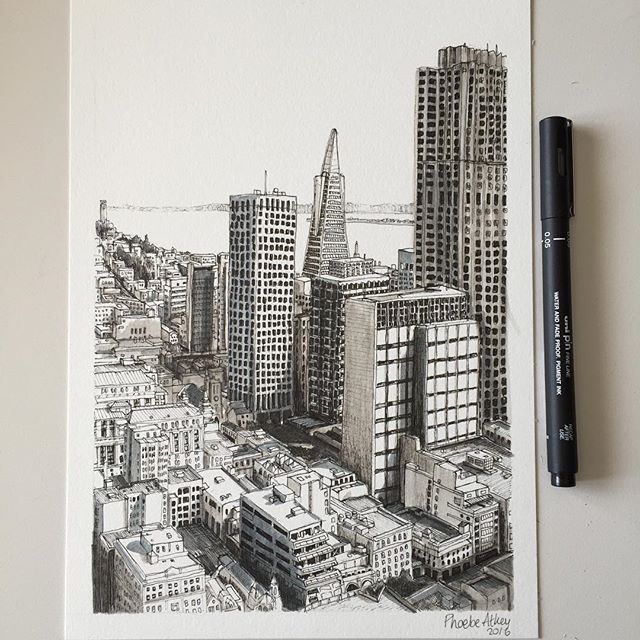 640x640 San Francisco In Pen Perspective Drawing Cityscapes