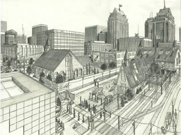 576x432 Pencil Cityscape By Tbonematrix