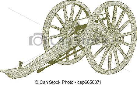 450x280 Woodcut Style Illustration Of A Civil War Cannon. Vector Clip Art