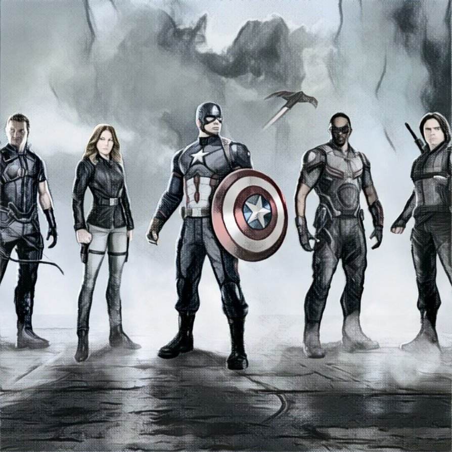 894x894 Captain America Civil War Drawing By Fantomvisual
