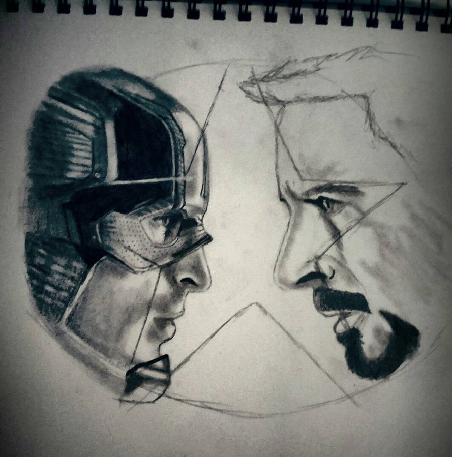 889x899 Captain America Civil War Drawing In The Making By Bigken20