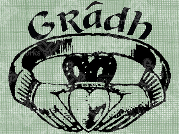 570x428 Digital Download Claddagh Ring Gaelic Love Gradh Digi Stamp