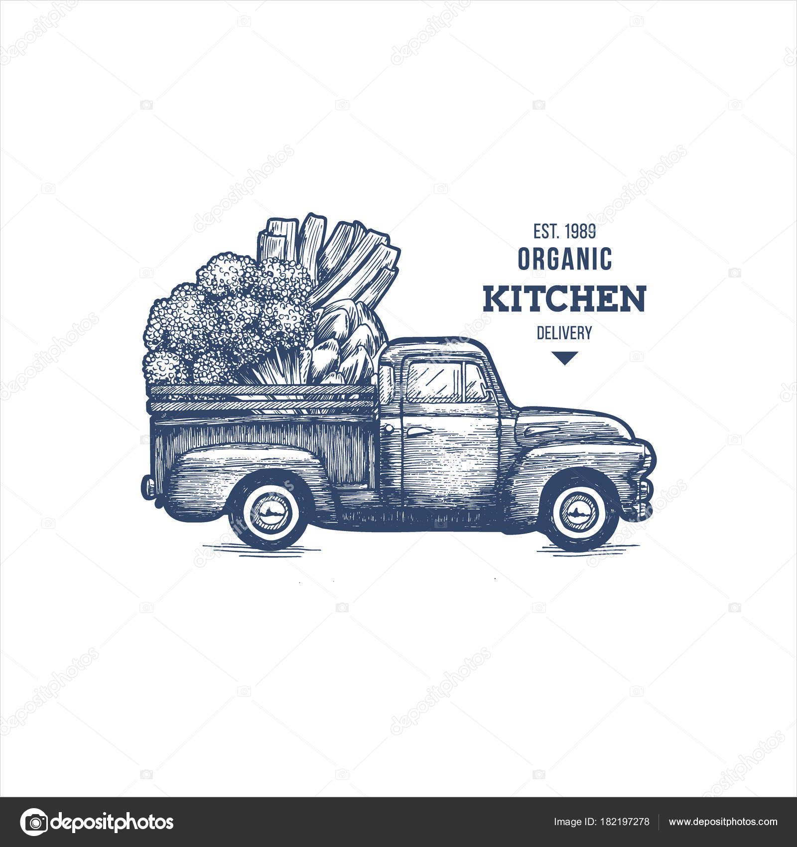 1600x1700 Farm Fresh Delivery Design Template. Classic Vintage Pickup Truck