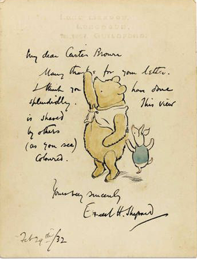 400x526 Booktryst Scarce Original E.h. Shepard Winnie The Pooh Drawing