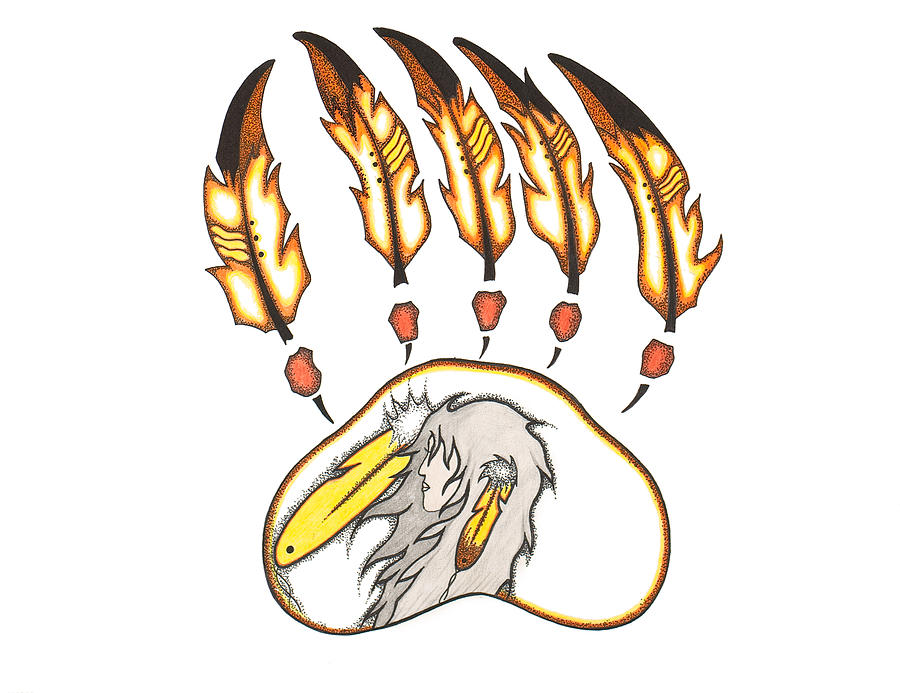 900x693 Bear Claw Painting By Cliff Rabbitskin