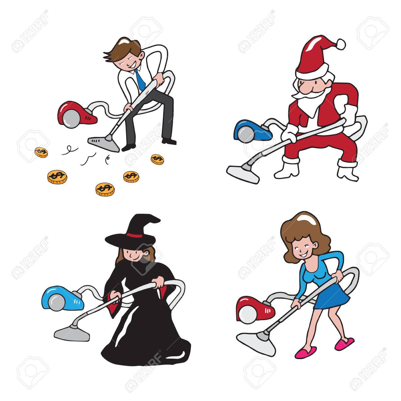 1300x1300 People Vacuum Cleaning Cartoon Drawing Royalty Free Cliparts