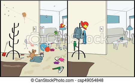 450x279 Before And After House Cleaning. A Drawing Of A House Before