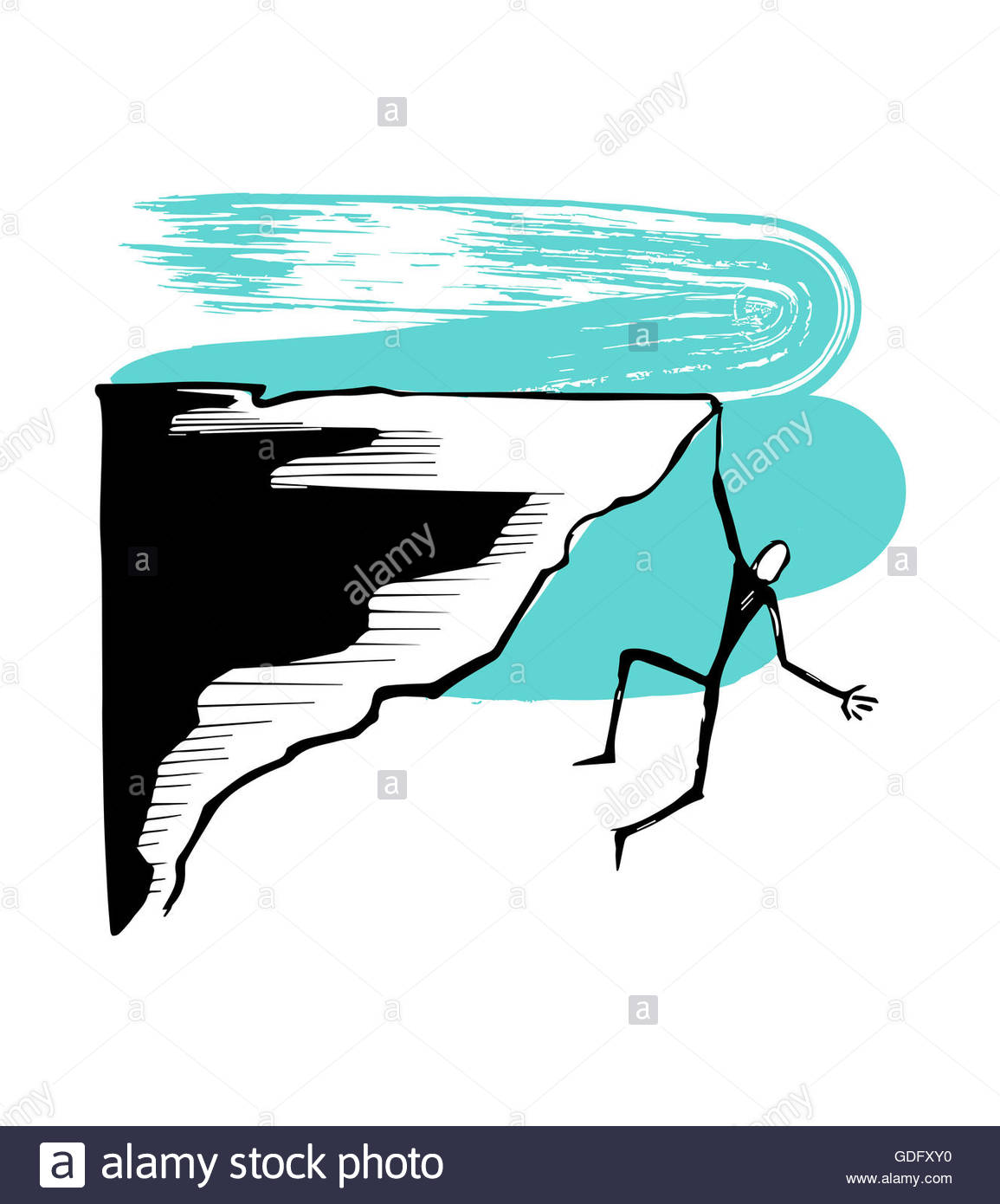 1155x1390 Hand Drawn Illustration Or Drawing Of A Hanging Man On A Cliff