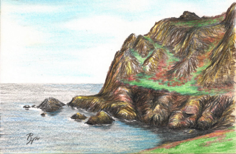 793x519 Prawle Point Cliffs Drawing In Coloured Pencil Contemporary