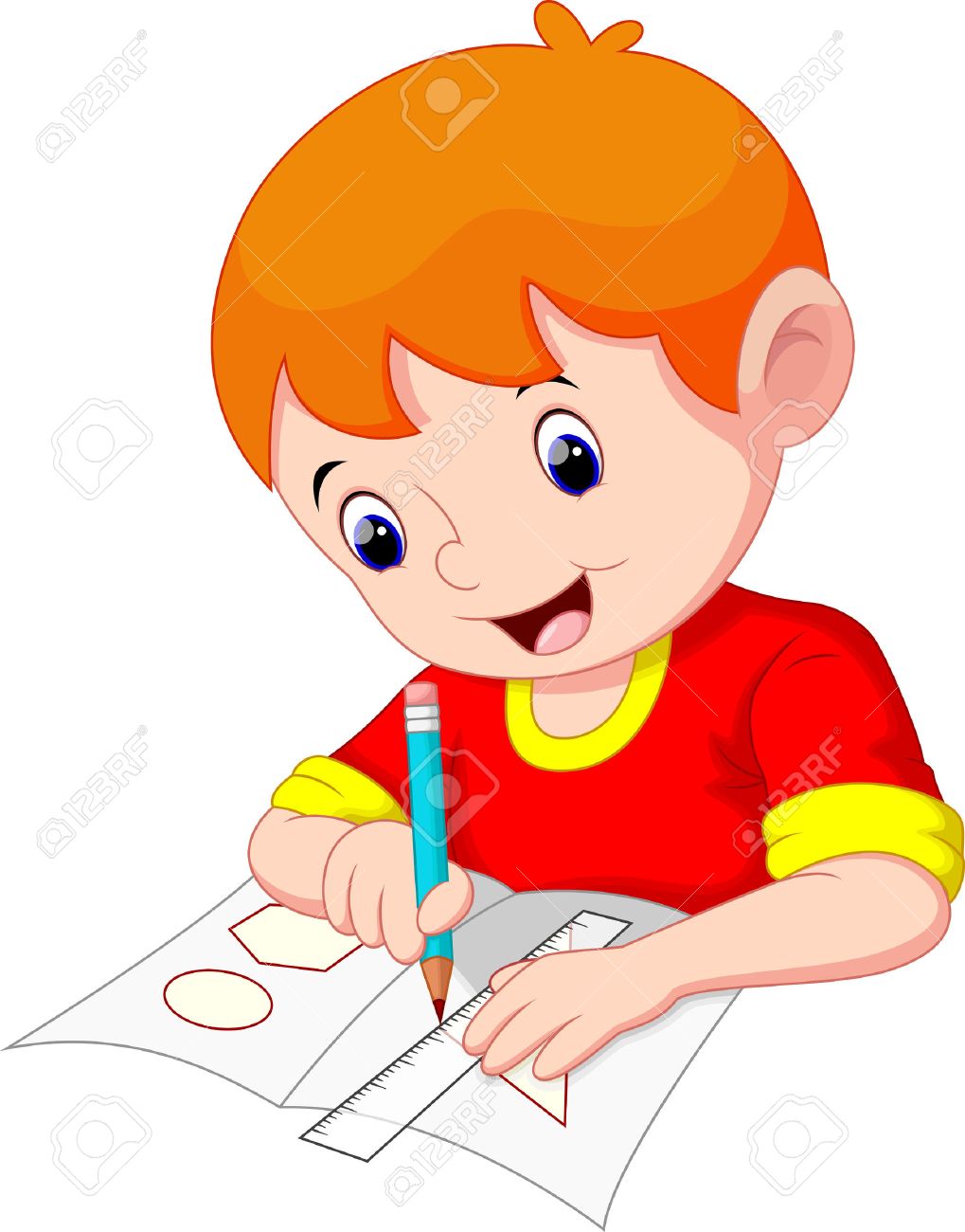 1019x1300 Little Boy Drawing On A Piece Of Paper Royalty Free Cliparts