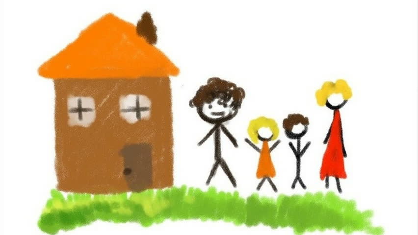 852x480 Family Drawing, Beautiful Animation Stock Footage Video 3141850