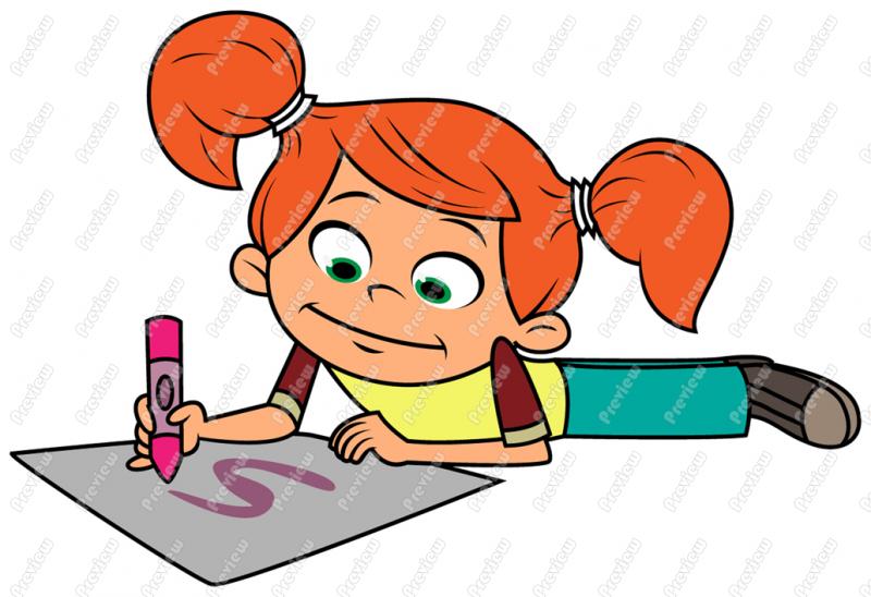 800x548 Girl Drawing Clipart