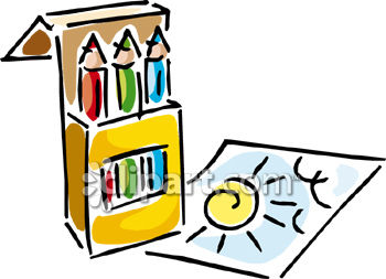 350x253 Clipart Picture Of A Drawing Of A Sun And A Box Of Crayons