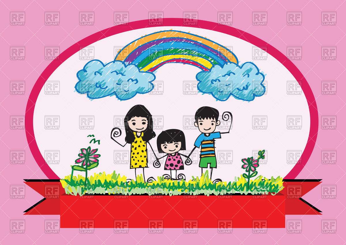 1200x848 Kids Drawing Happy Family Picture Royalty Free Vector Clip Art