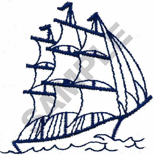 497x500 Ships Embroidery Design Clipper Ship Outline From Great Notions