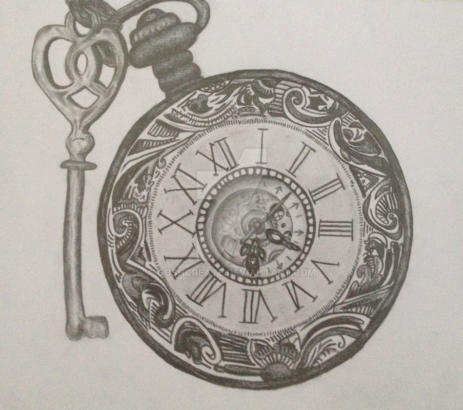 949x841 Pencil Drawing Of A Clock By Goshcreate