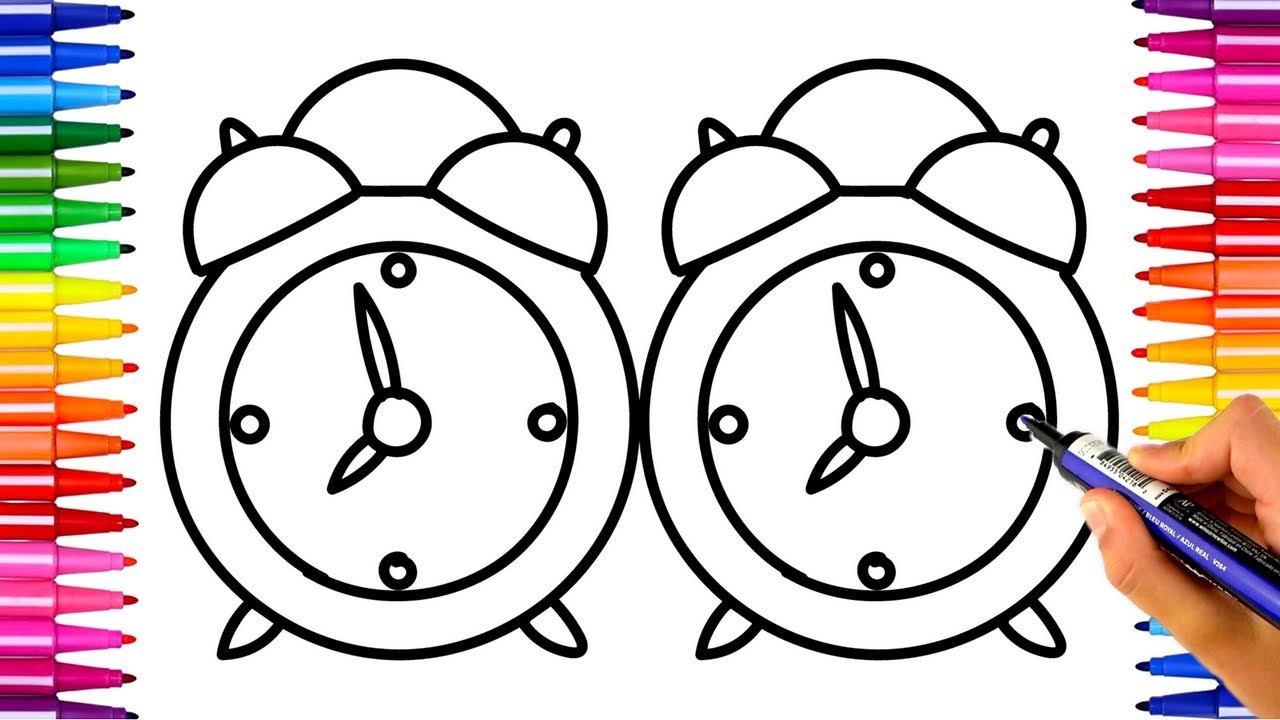 1280x720 How To Draw Clock Alarm Clock Drawing And Coloring Pages Kids