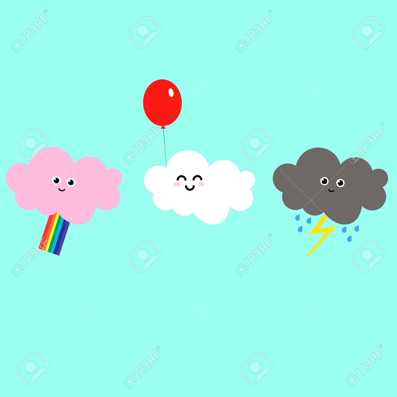 1300x1300 Cartoon Drawing Of Clouds Different Mood Happy Pink