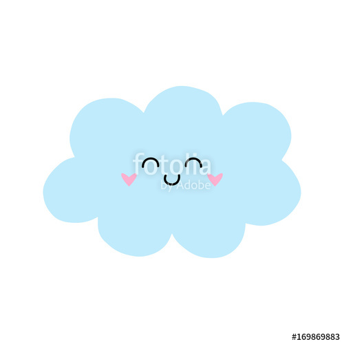500x500 Cute Cloud Vector Illustration Drawing. Light Blue Cartoon Cloud