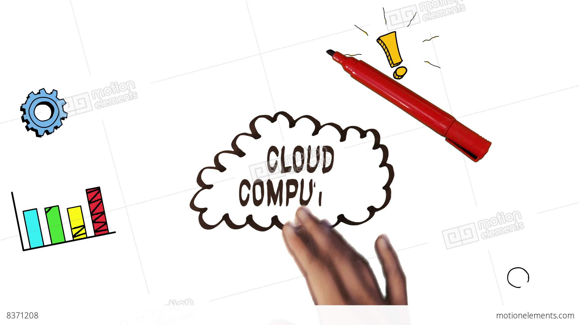 1920x1080 Hand Drawing Cloud Computing Brainstorm With Doodles Stock
