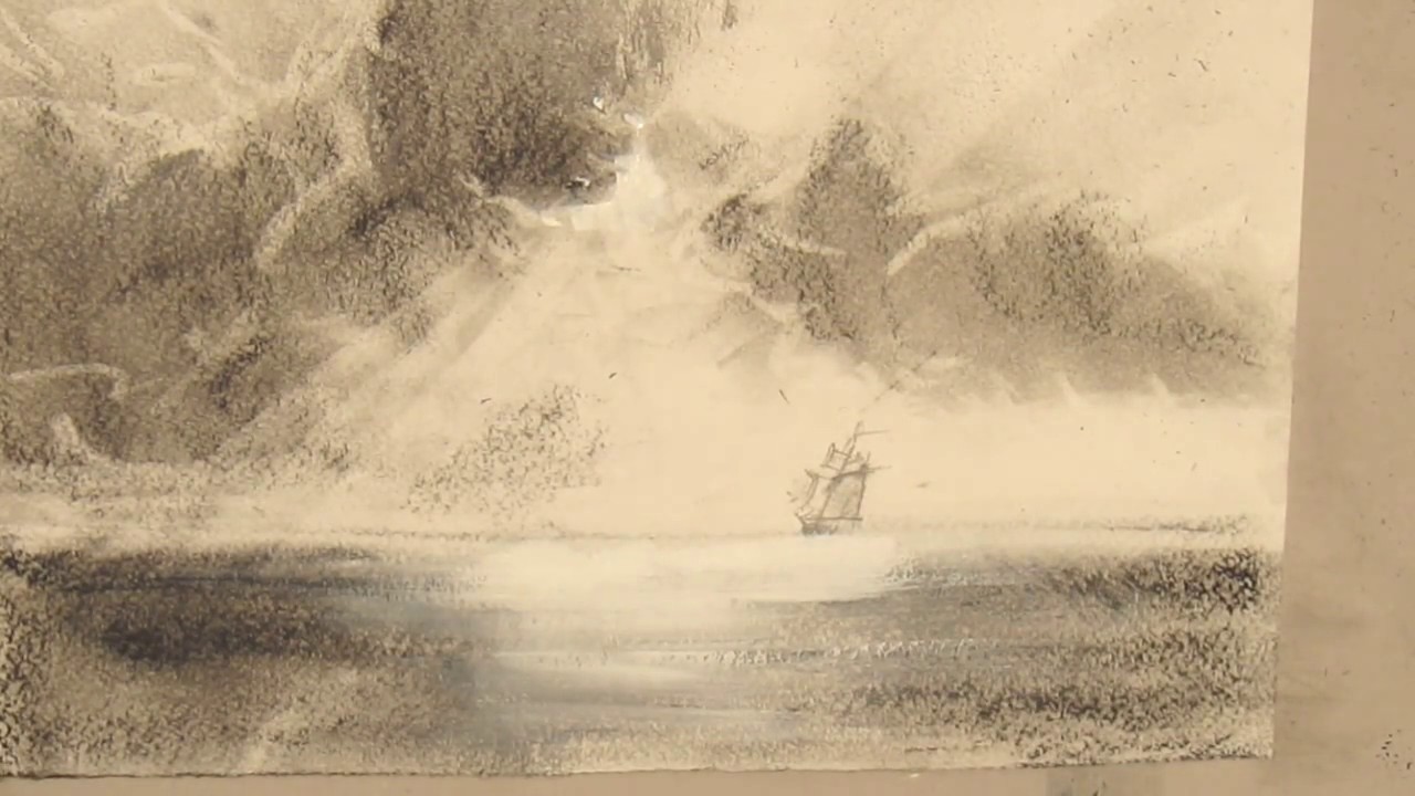 1280x720 Ocean. The Sun's Rays Through The Clouds. Sketch. Marine Paintings