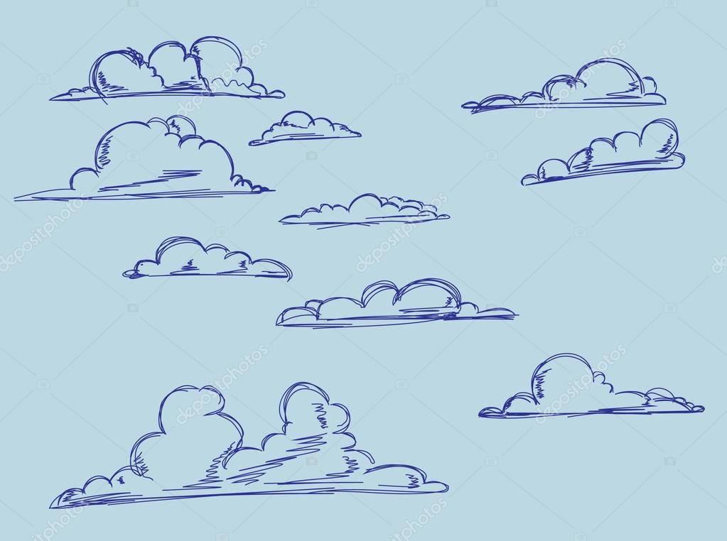 1023x762 Hand Drawing Clouds. Stock Vector Irartstudio