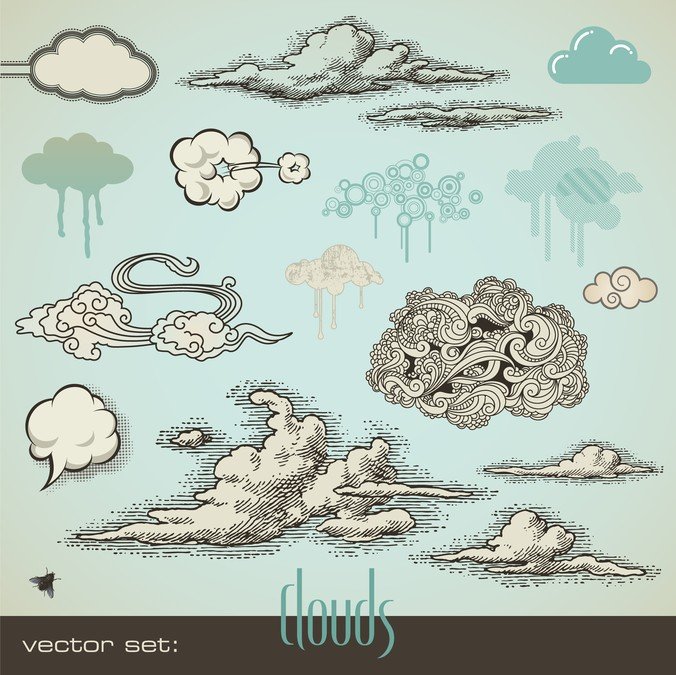676x675 Pen Drawing Style Vector Clouds, Vector Graphics