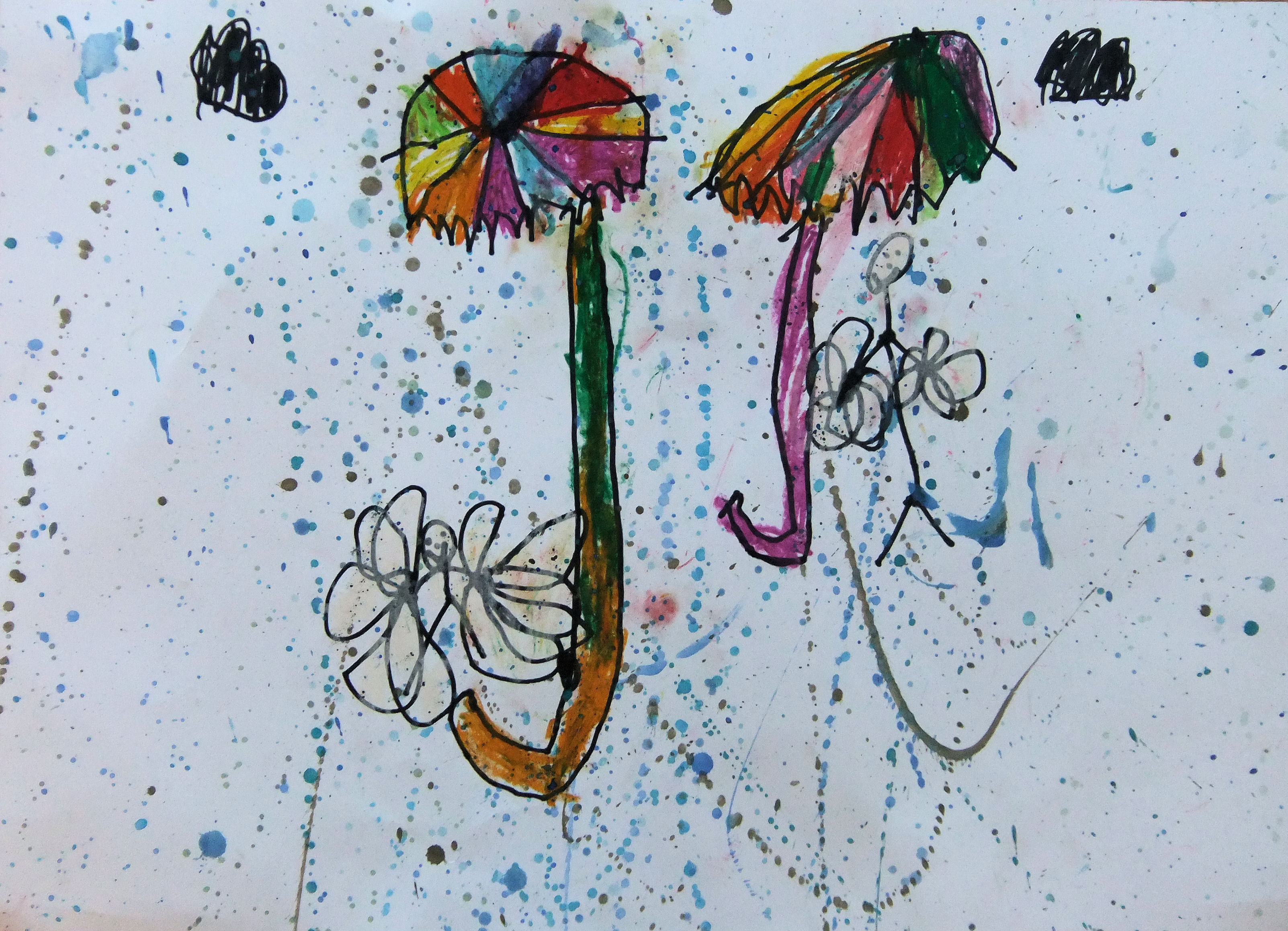 3205x2316 Rainy Day Umbrellas Watercolour Splatter! (May 2013) Hannah'S