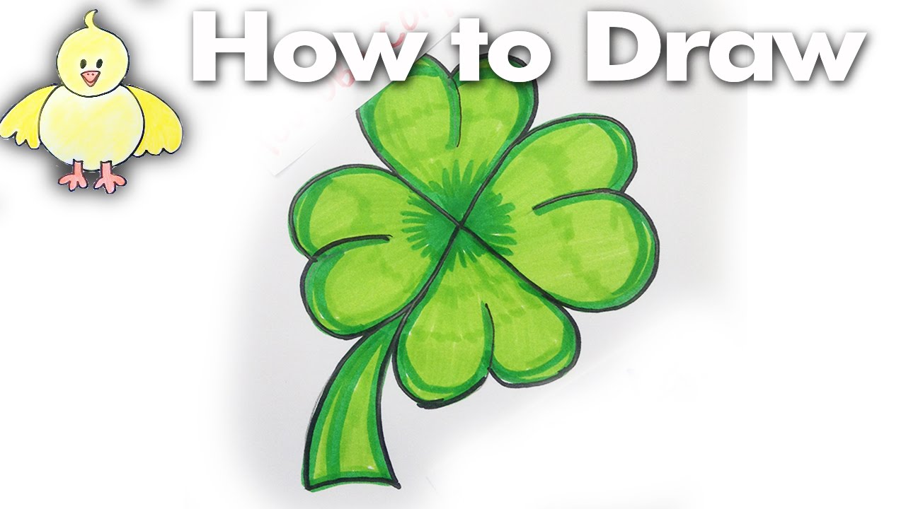1280x720 How To Draw A Cartoon Shamrock 4 Leaf Clover Step By Step