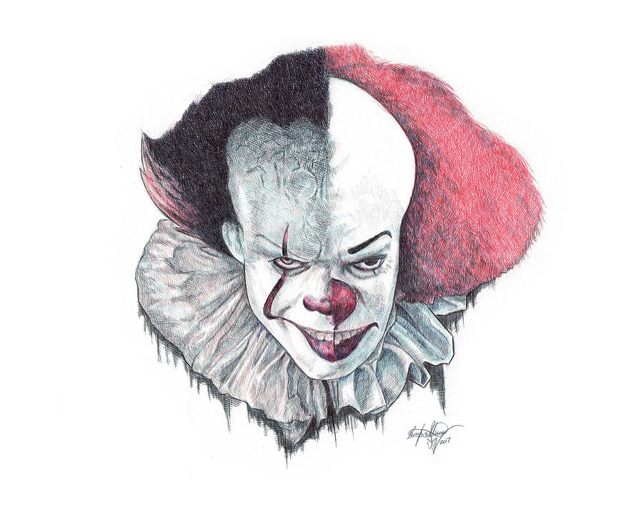 900x707 Pennywise The Clown Drawing By Serafin Ureno