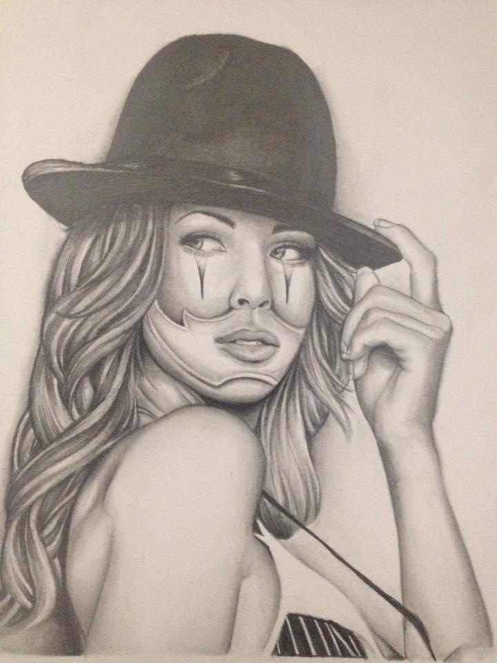 720x960 Clown Girl Drawings Amp Paintings Chicano, Girls