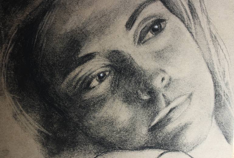 770x522 Saatchi Art Coal Drawing Portrait Of Girl With Sorrow Sigth